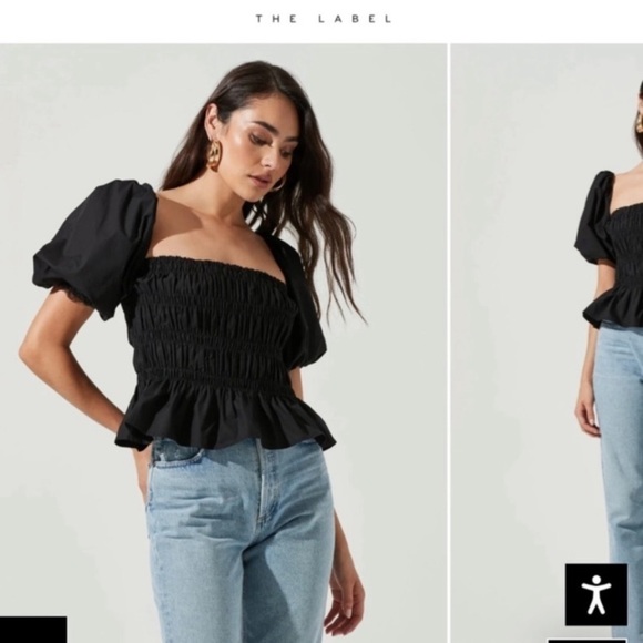 Astr Tops - ASTR Savina Bubble Sleeve Black Top